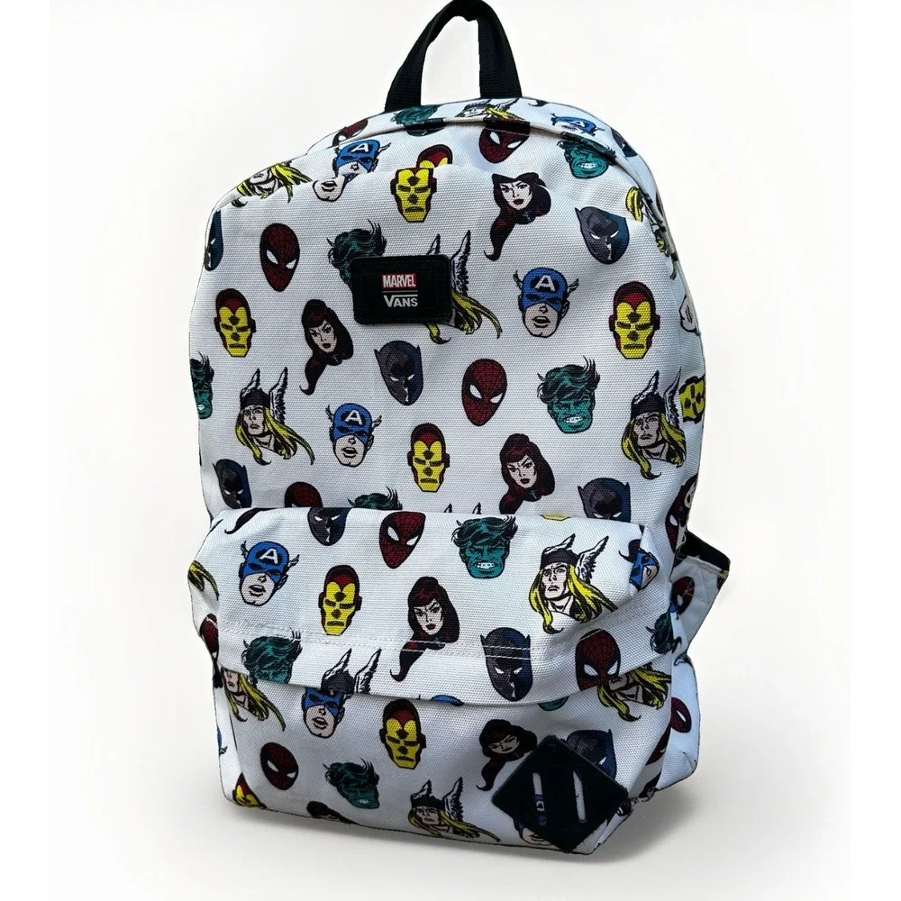 Vans x Marvel Backpack With Superheroes Spiderman Black Panther Hulk Thor - EUC